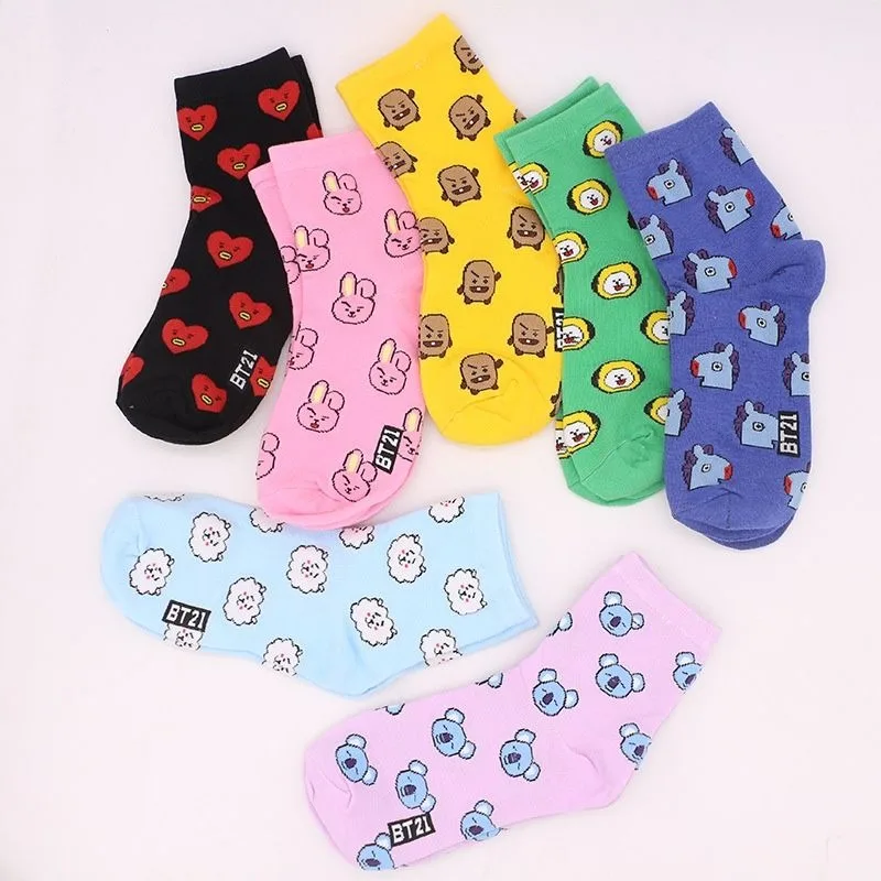 Kawaii BT21 Cartoon Socks Cute - Tippet Line บทวิจารณ์และราคา