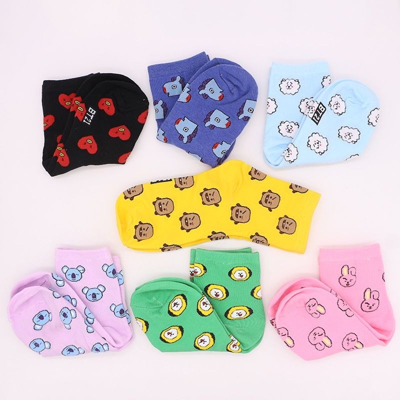 Kawaii BT21 Cartoon Socks Cute - Tippet Line บทวิจารณ์และราคา
