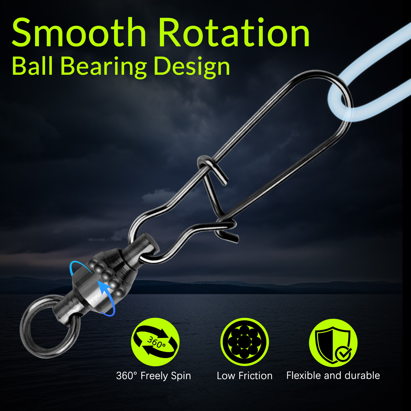 9KM 10PCS Ball Bearing Swivel  - Monofilament Line บทวิจารณ์และราคา