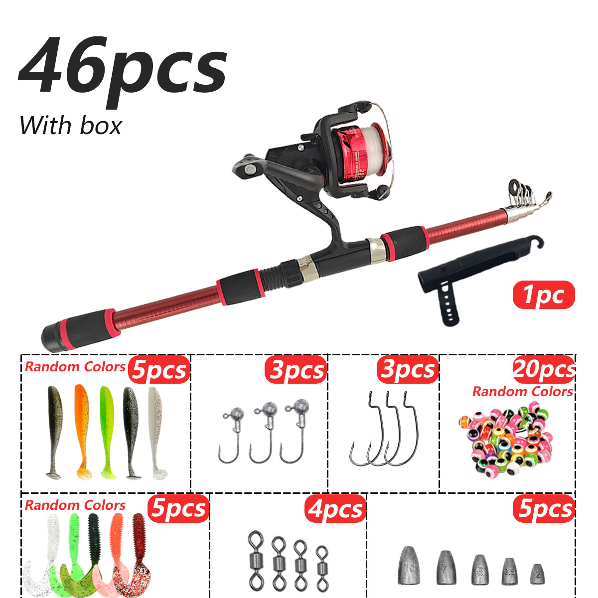 46Pcs Telescopic Fishing Rod R - Freshwater Line บทวิจารณ์และราคา
