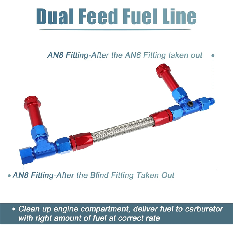 8AN Dual Feed Fuel Line To 7/8 - Braided Line บทวิจารณ์และราคา